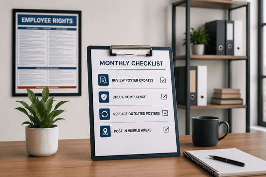 Modern office workspace with checklist