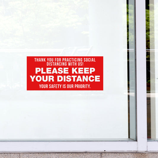 Please Keep Your Distance/Stand Here Decal (Red)