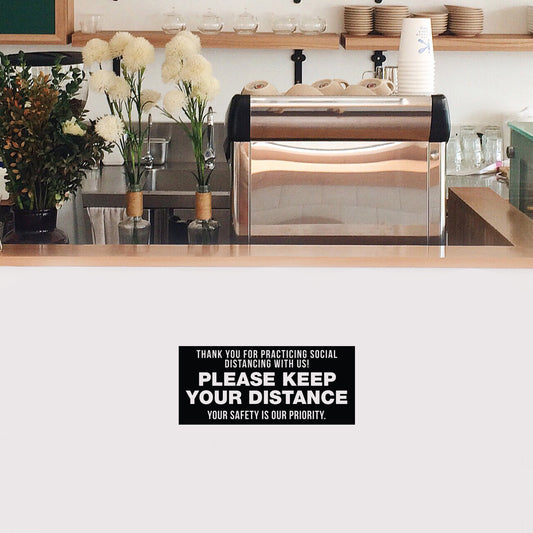 Please Keep Your Distance/Stand Here Decal (Black)