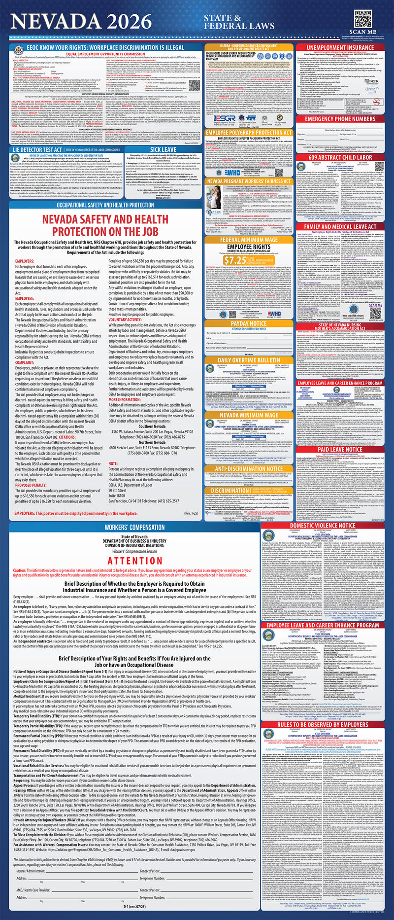Nevada 2026 State & Federal Labor Law Poster