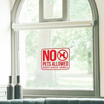 No Pets Allowed Except Service Animals Decal (Red)
