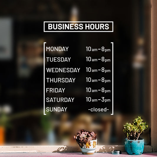 Custom Business Hours Decal